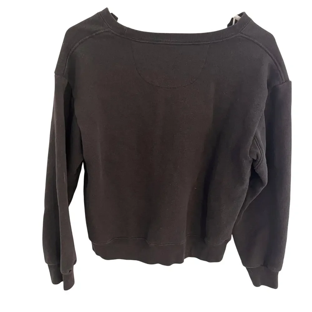 Patagonia Uprisal Crew Sweatshirt Small Gray Distressed Cut V-Neck Grunge Retro